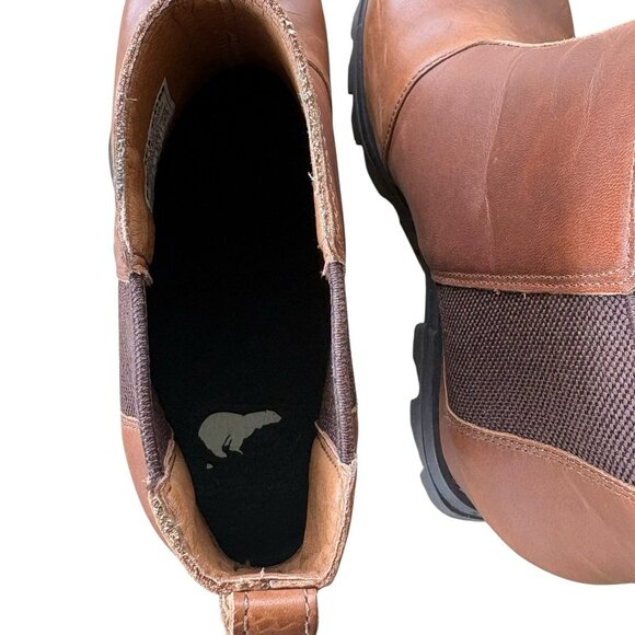 Sorel Brown Leather Chelsea Ankle Boots Womens 9.5 Wide Slip On - Picture 7 of 11